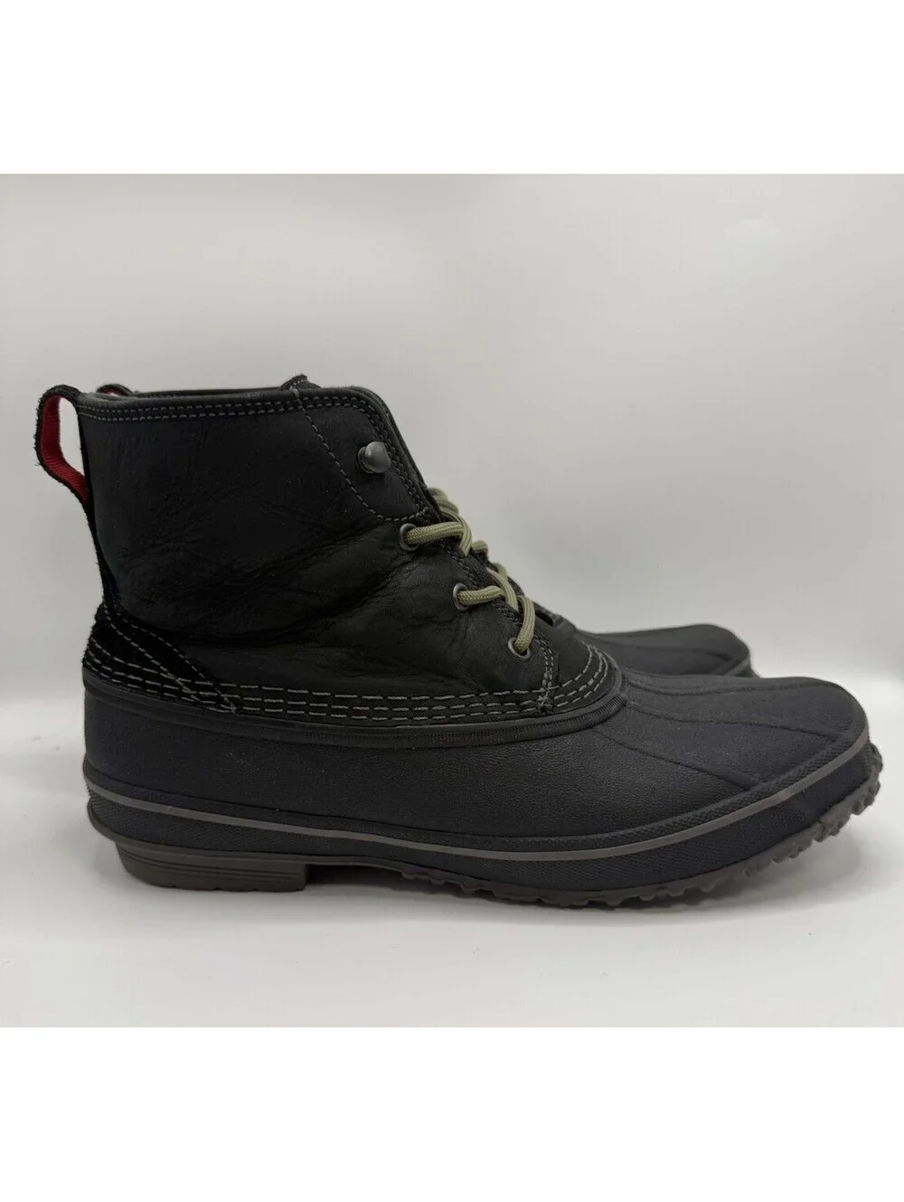 UGG Zetik Mens 10 Black Leather Ankle Waterproof Round Toe Winter Snow Boot